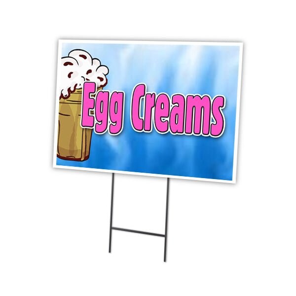 Egg Creams Yard Sign & Stake outdoor plastic coroplast window, C-1216 Egg Creams